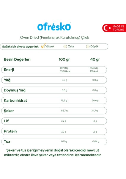 Çilek Kuru Meyve Cipsi 40 gr Fırında Kurutulmuş - Oven Dried Çilek indirimleri