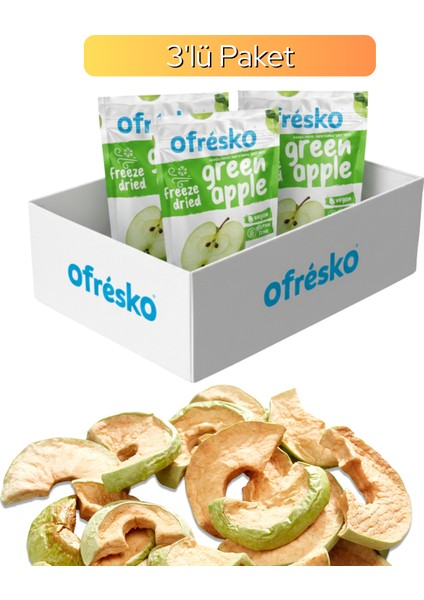 Yeşil Elma Kuru Meyve Cipsi 3'lü Paket – Katkısız & İlave Şekersiz - Dondurularak Kurutulmuş Sağlıklı Atıştırmalık
