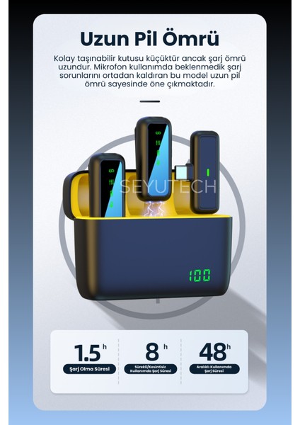 Kablosuz Yaka Mikrofonu Wireless Şarj Kutulu Canlı Yayın Ios ve Android Uyumlu Yaka Mikrofonu modelleri