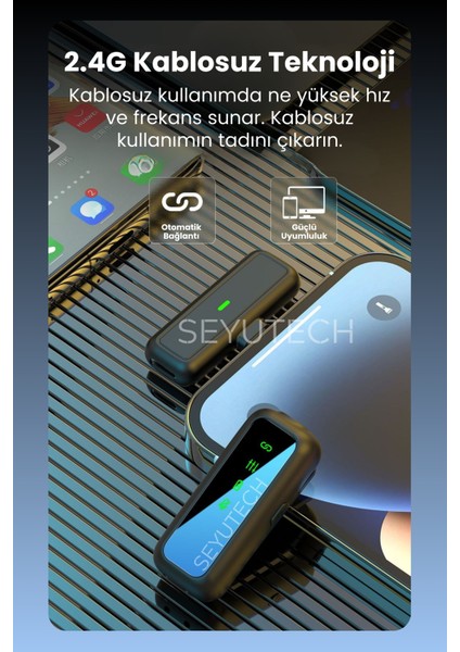 Kablosuz Yaka Mikrofonu Wireless Şarj Kutulu Canlı Yayın Ios ve Android Uyumlu Yaka Mikrofonu