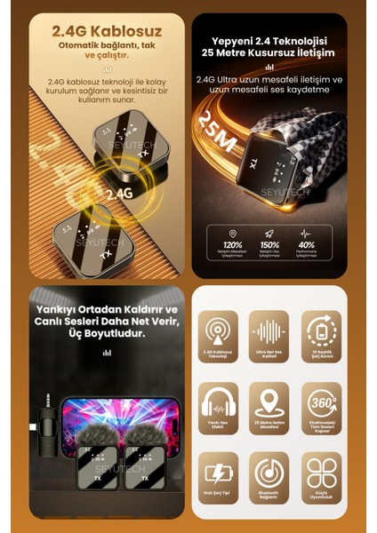 Kablosuz Tüylü Yaka Mikrofonu Wireless Şarj Kutulu Canlı Yayın Ios ve Android Uyumlu Yaka Mikrofonu