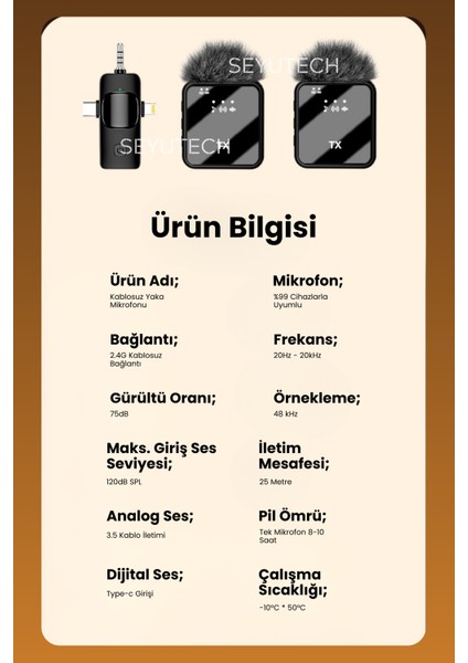 Kablosuz Tüylü Yaka Mikrofonu Wireless Şarj Kutulu Canlı Yayın Ios ve Android Uyumlu Yaka Mikrofonu