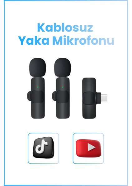 Kablosuz Yaka Mikrofonu Wireless Şarj Kutulu Canlı Yayın Ios ve Android Uyumlu Yaka Mikrofonu