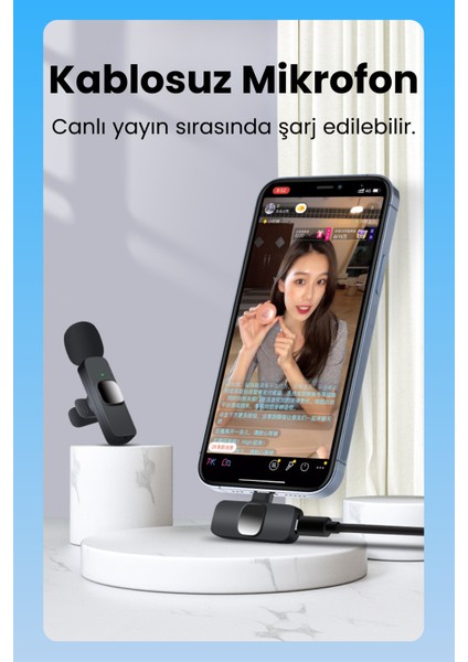 Kablosuz Yaka Mikrofonu Wireless Şarj Kutulu Canlı Yayın Ios ve Android Uyumlu Yaka Mikrofonu fiyatları