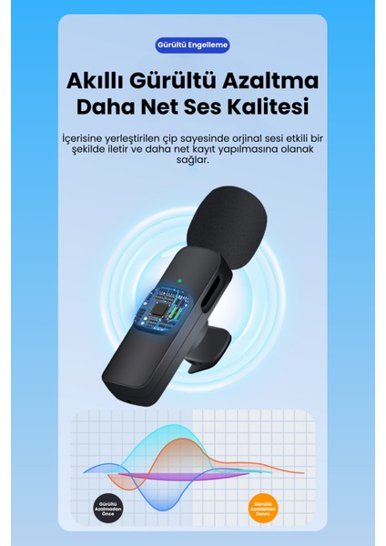 Kablosuz Yaka Mikrofonu Wireless Şarj Kutulu Canlı Yayın Ios ve Android Uyumlu Yaka Mikrofonu modelleri