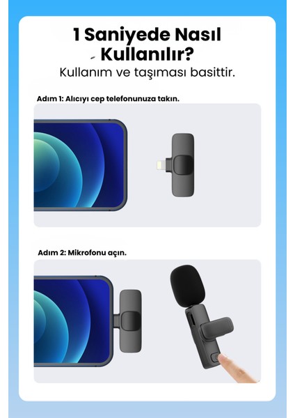 Kablosuz Yaka Mikrofonu Wireless Şarj Kutulu Canlı Yayın Ios ve Android Uyumlu Yaka Mikrofonu