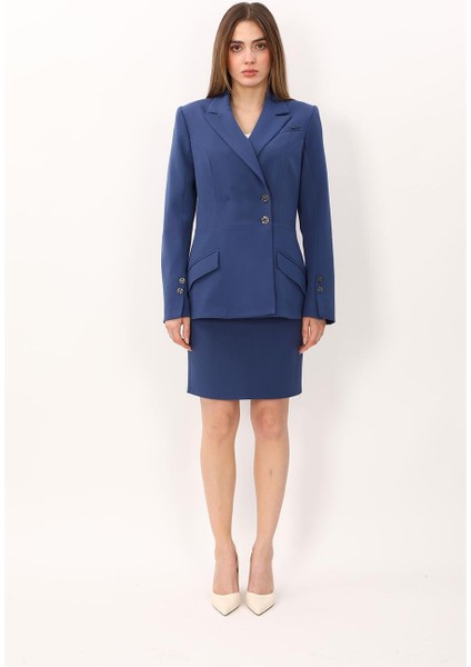 Erkek Yaka Kol Yırtmaçlı Ceket & Yırtmaçlı Düz Dar Etek-Indigo fiyatları