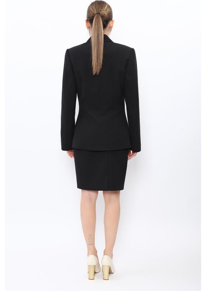 Erkek Yaka Kol Yırtmaçlı Ceket & Yırtmaçlı Düz Dar Etek-Siyah fırsatları