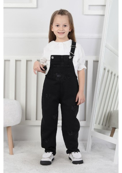 Kız Çocuk Pamuk Denim Slopet Askılı Kot Tulum Siyah fiyatları