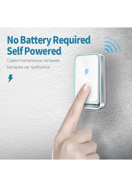 Pazar Kablosuz Su Geçirmez Zil – Kendi Kendini Besleyen (Ue Fiş) indirimleri