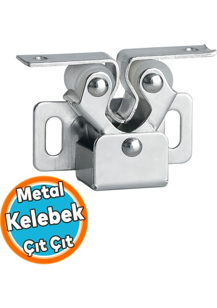 Metal Kelebek Çıt Çıt Dolap Kapak Tutucu Mıknatıslı Kapı Kilidi Sağlam Güçlü Tutuş Paslanmaz