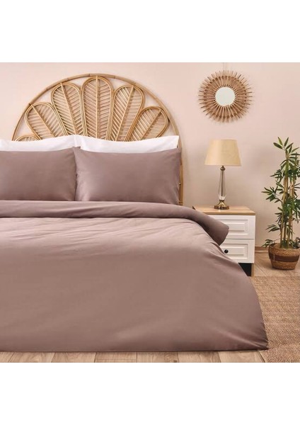 4 Parça Kahverengi Çift Kişilik Nevresim Takımı