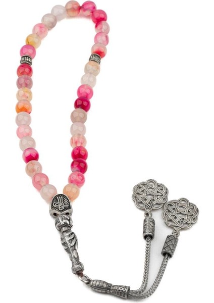 Pembe Akik Doğal Taş Tesbih 33'lü