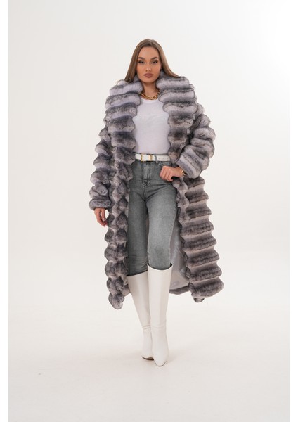 Tam Boy Çinçila Desenli Kaban fiyatları