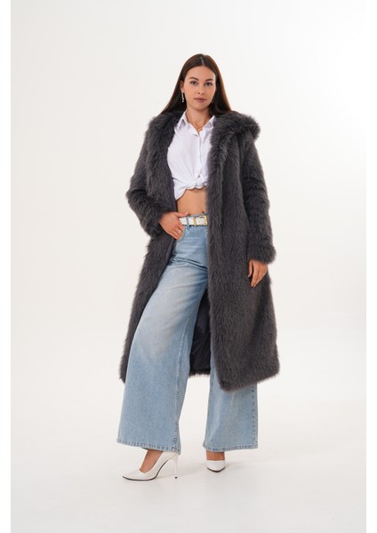 Tam Boy Kapişonlu Tüylü Kaban fiyatları