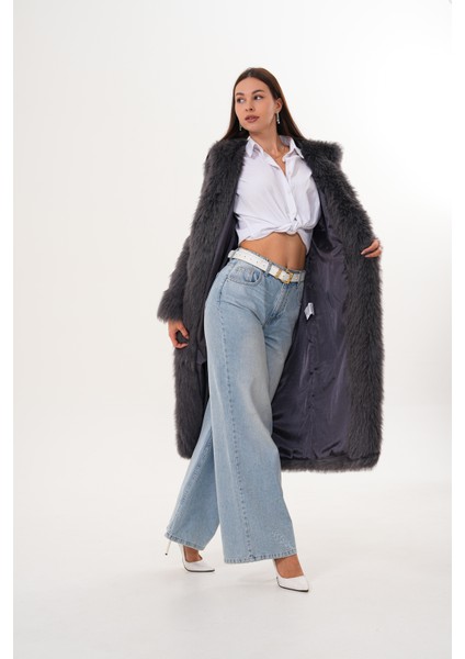 Tam Boy Kapişonlu Tüylü Kaban fırsatları