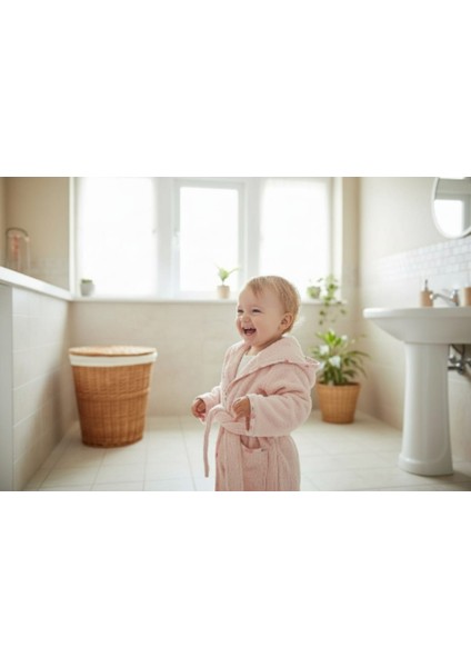 Kapşonlu Kız Çocuk Bornozu Pamuklu fırsatları