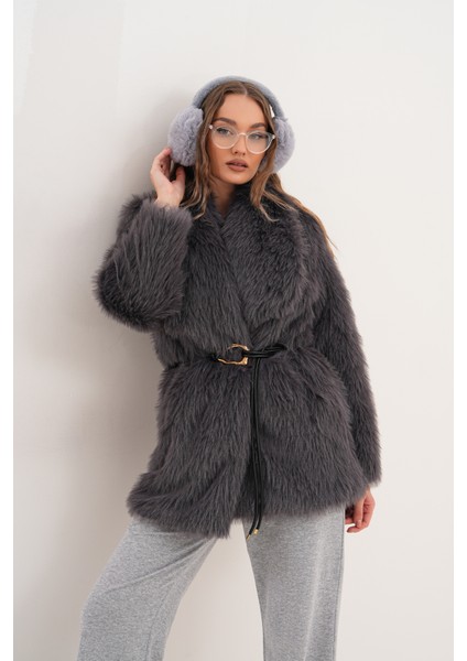 Kemerli Geniş Yaka Midiboy Kaban