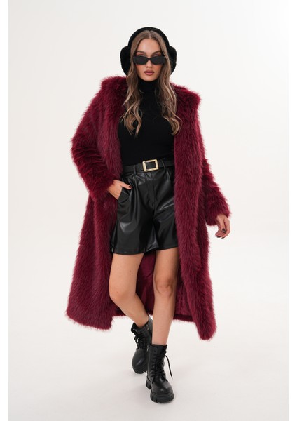 Tam Boy Kapişonlu Tüylü Kaban fiyatları