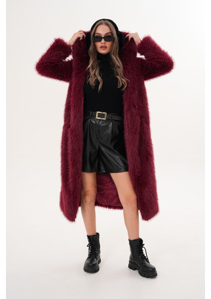 Tam Boy Kapişonlu Tüylü Kaban fırsatları