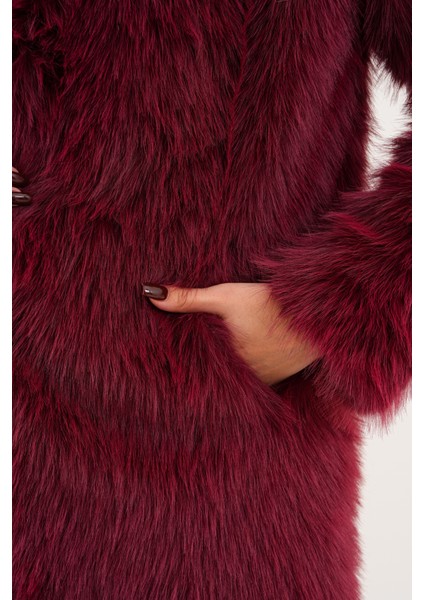 Tam Boy Kapişonlu Tüylü Kaban