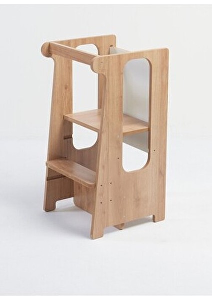 Asrimo Ceviz, Beyaz Ahşap Öğrenme Kulesi - Montessori Uyumlu Eğitici Oyun ve Güvenli Kullanım