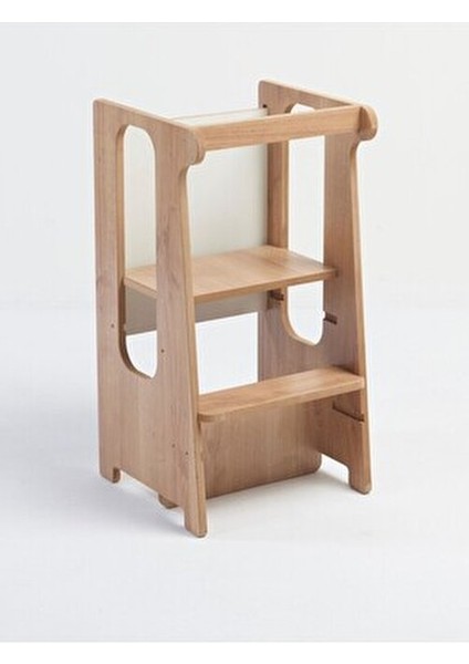 Asrimo Ceviz, Beyaz Ahşap Öğrenme Kulesi - Montessori Uyumlu Eğitici Oyun ve Güvenli Kullanım