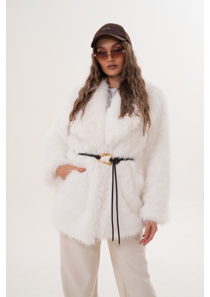 Kemerli Geniş Yaka Midiboy Kaban