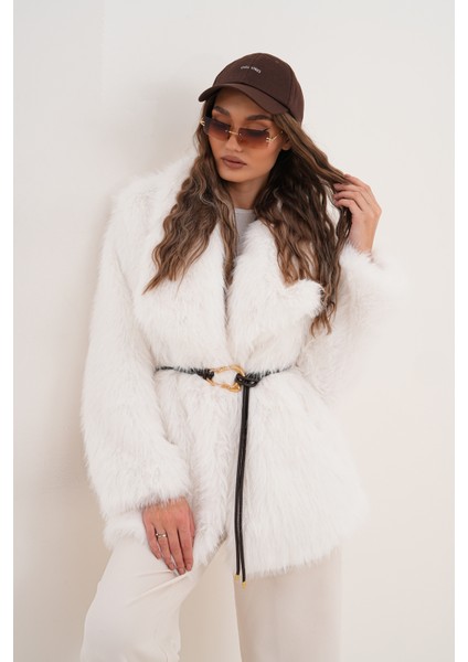 Kemerli Geniş Yaka Midiboy Kaban