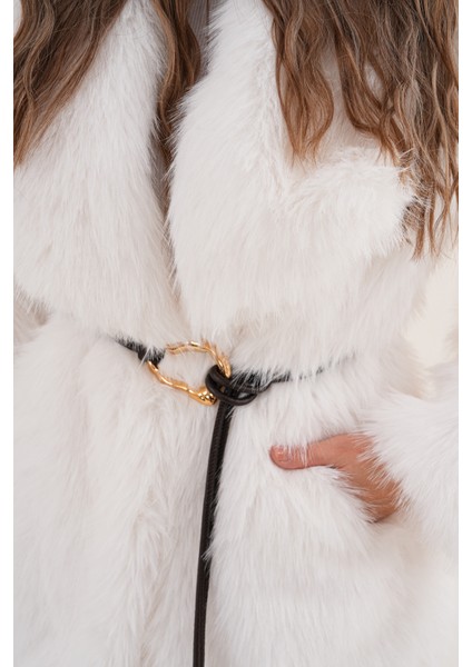 Kemerli Geniş Yaka Midiboy Kaban