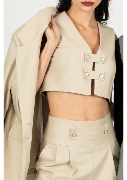 Suit Crop Yelek modelleri