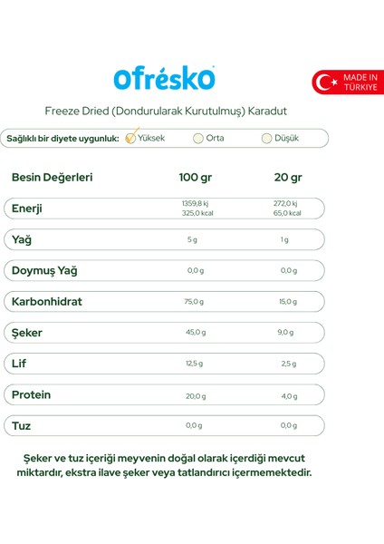 Karadut Kuru Meyve Cipsi 20 gr – İlave Şekersiz & Katkısız - Dondurularak Kurutulmuş Sağlıklı Atıştırmalık – Freeze Dried Karadut