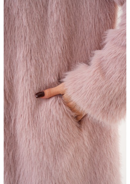 Tam Boy Kapişonlu Tüylü Kaban