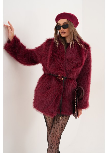 Kemerli Geniş Yaka Midiboy Kaban