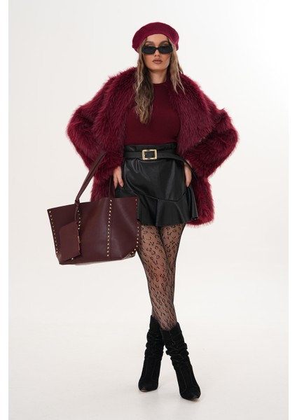 Kemerli Geniş Yaka Midiboy Kaban fiyatları