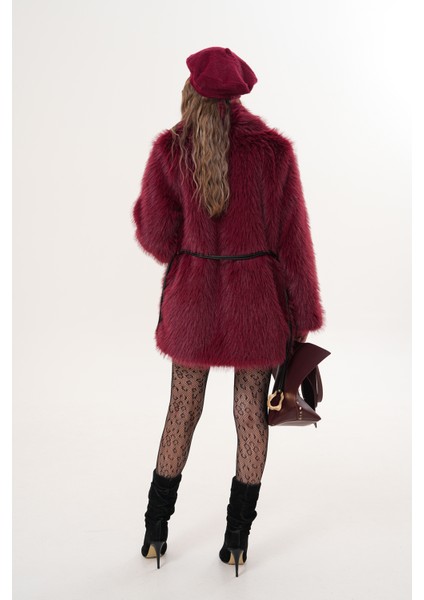 Kemerli Geniş Yaka Midiboy Kaban