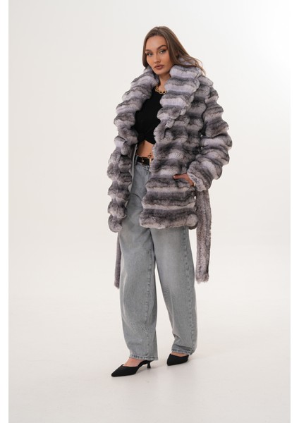 Midi Boy Çinçila Desenli Kaban fiyatları