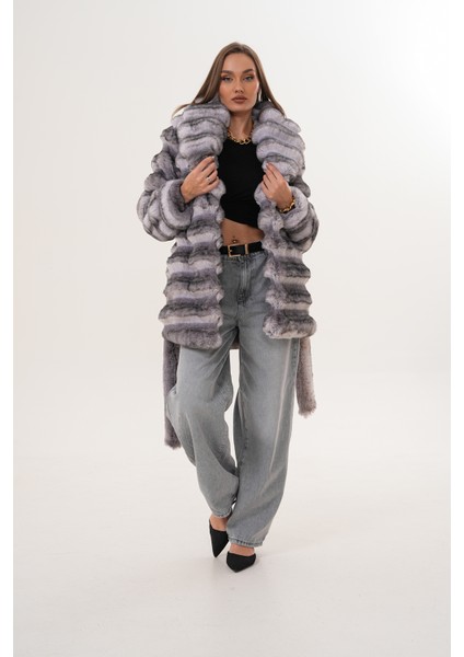 Midi Boy Çinçila Desenli Kaban modelleri