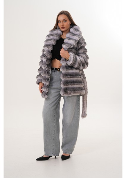 Midi Boy Çinçila Desenli Kaban fırsatları