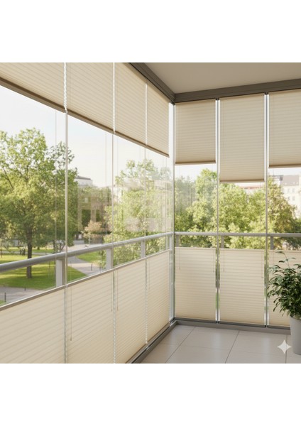 Beyaz Cam Içi Plicell Plise Perde – Özel Ölçü Üretim Isı Yalıtımlı, Işık Kontrollü