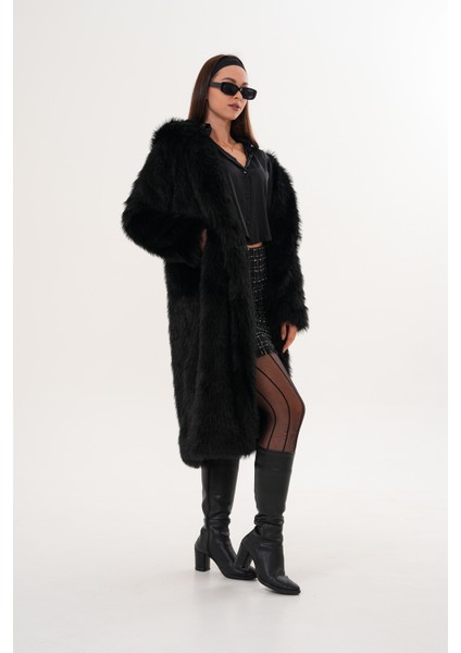 Tam Boy Kapişonlu Tüylü Kaban fiyatları