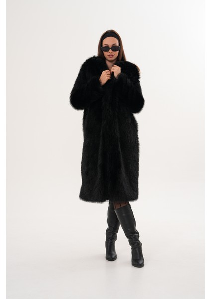 Tam Boy Kapişonlu Tüylü Kaban fırsatları