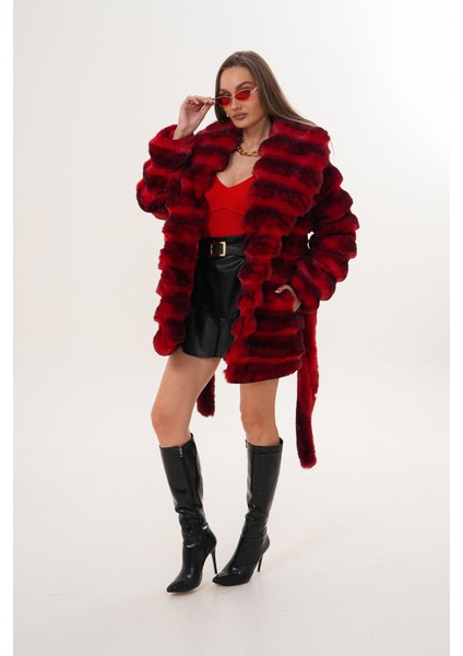 Midi Boy Çinçila Desenli Kaban fiyatları