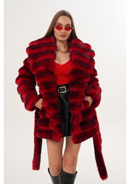 Midi Boy Çinçila Desenli Kaban modelleri