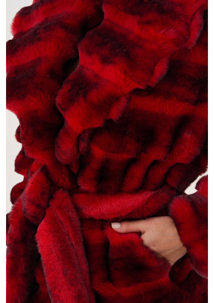 Midi Boy Çinçila Desenli Kaban