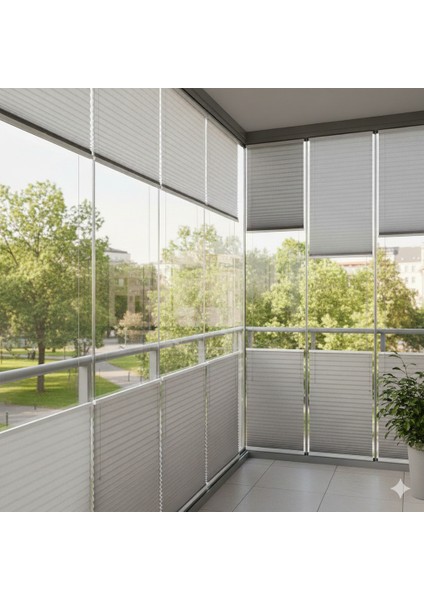 Beyaz Cam Içi Plicell Plise Perde – Özel Ölçü Üretim Isı Yalıtımlı, Işık Kontrollü