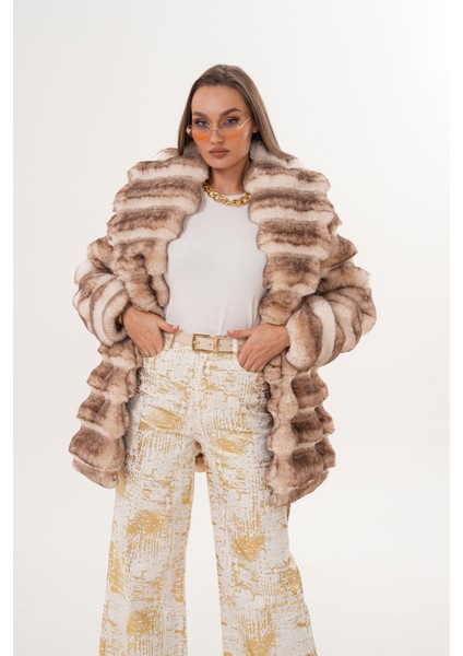 Midi Boy Çinçila Desenli Kaban modelleri