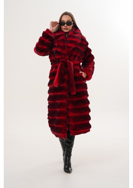 Tam Boy Çinçila Desenli Kaban