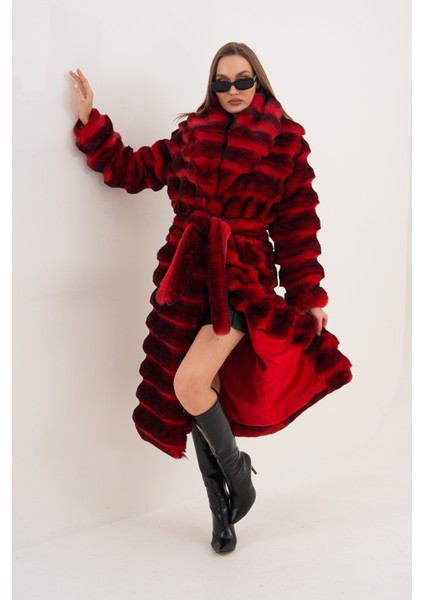 Tam Boy Çinçila Desenli Kaban