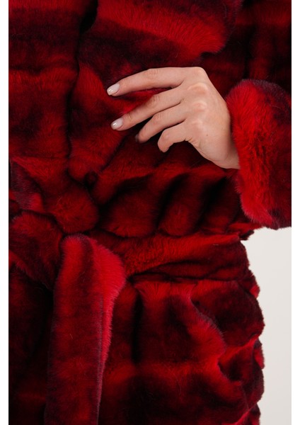 Tam Boy Çinçila Desenli Kaban